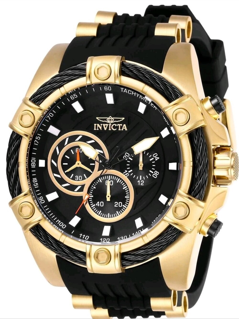 NEW ⌚️ Invicta Bolt Girdex Men's Watch - 52mm. Gold, Black 26818 Chronograph